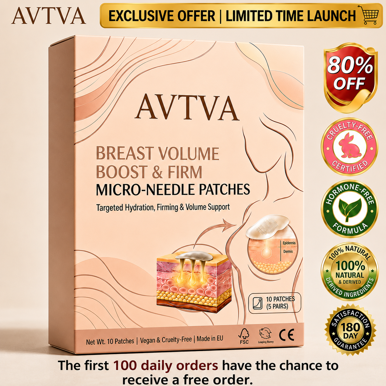 💥AVTVA 🥛 Targeted Breast Enhancement Advanced Nano Microneedle Patch💃
