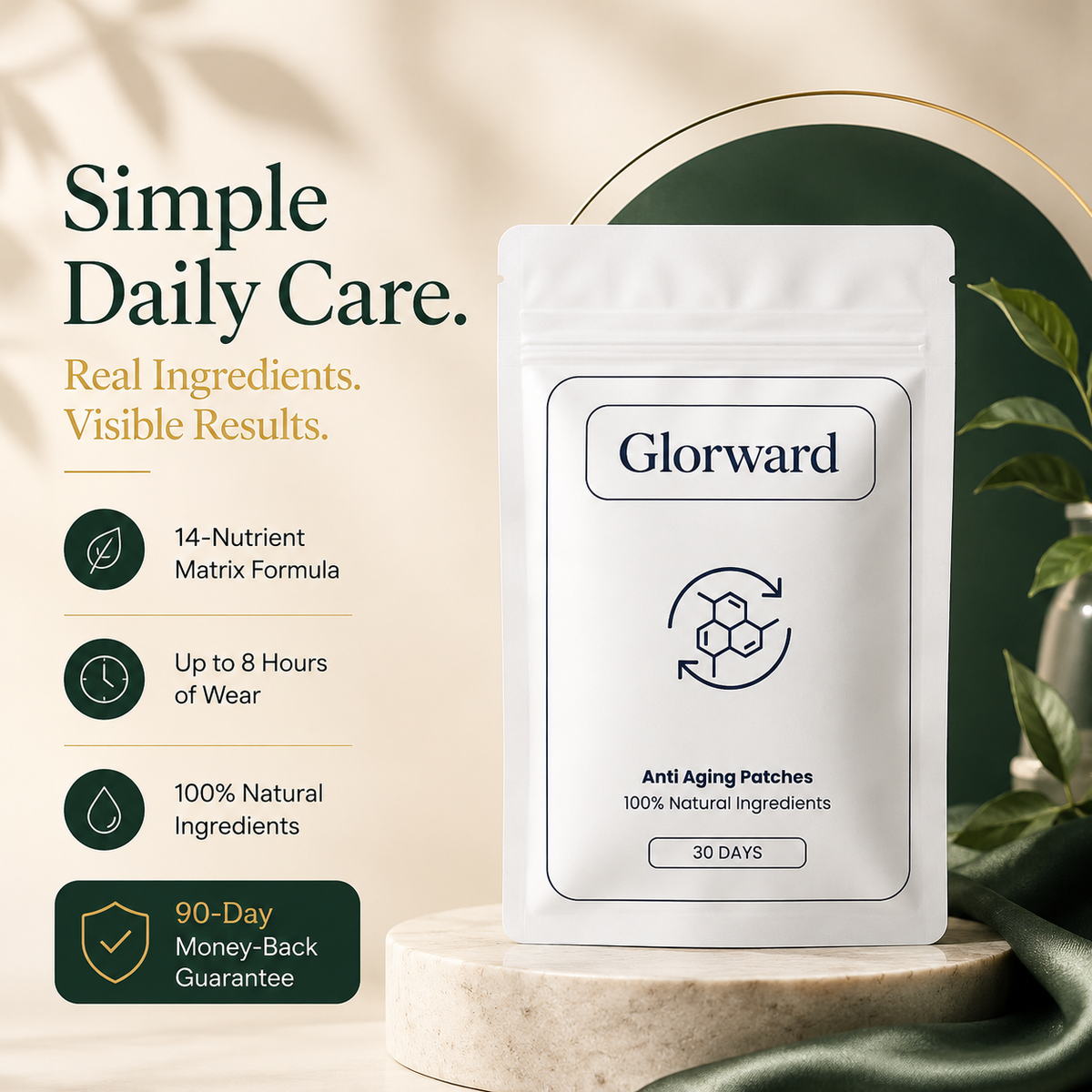 Glorward™ Daily Matrix Patch — 14-Nutrient Matrix Formula· Up to 8-Hour Daily Wear