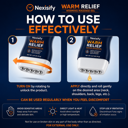 Nexisify® WARM RELIEF 3-in-1 Warming Massage Gel + 360° Roller